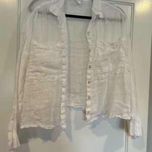 White Sheer Button-Up Shirt